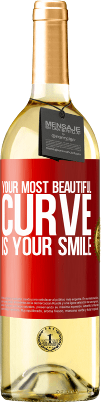 29,95 € 送料無料 | 白ワイン WHITEエディション あなたの最も美しい曲線はあなたの笑顔です 赤いタグ. カスタマイズ可能なラベル 若いワイン 収穫 2023 Verdejo