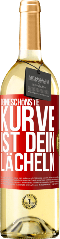 29,95 € Kostenloser Versand | Weißwein WHITE Ausgabe Deineschönste Kurve ist dein Lächeln Rote Markierung. Anpassbares Etikett Junger Wein Ernte 2024 Verdejo