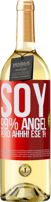 29,95 € Envío gratis | Vino Blanco Edición WHITE Soy 99% ángel, pero ahhh! ese 1% Etiqueta Roja. Etiqueta personalizable Vino joven Cosecha 2024 Verdejo