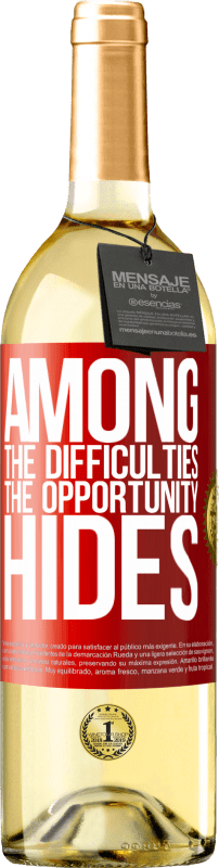29,95 € 免费送货 | 白葡萄酒 WHITE版 机会掩盖的困难之中 红色标签. 可自定义的标签 青年酒 收成 2025 Verdejo