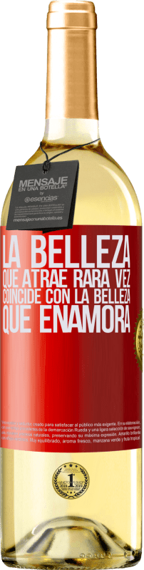 29,95 € Envío gratis | Vino Blanco Edición WHITE La belleza que atrae rara vez coincide con la belleza que enamora Etiqueta Roja. Etiqueta personalizable Vino joven Cosecha 2024 Verdejo