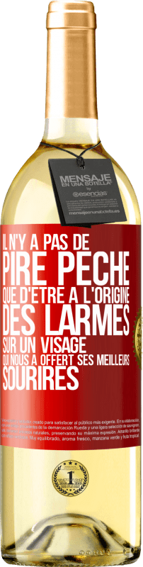 29,95 € Envoi gratuit | Vin blanc Édition WHITE Il n'y a pas de pire péché que d'être à l'origine des larmes sur un visage qui nous a offert ses meilleurs sourires Étiquette Rouge. Étiquette personnalisable Vin jeune Récolte 2024 Verdejo