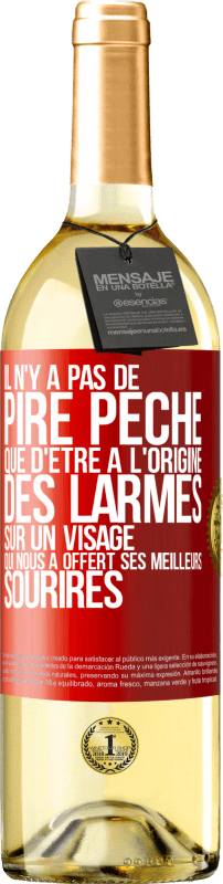 29,95 € Envoi gratuit | Vin blanc Édition WHITE Il n'y a pas de pire péché que d'être à l'origine des larmes sur un visage qui nous a offert ses meilleurs sourires Étiquette Rouge. Étiquette personnalisable Vin jeune Récolte 2025 Verdejo