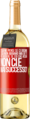 29,95 € Spedizione Gratuita | Vino bianco Edizione WHITE cosa ne pensi se ci diciamo cosa non abbiamo mai detto, per vedere se ciò che accade non ci è mai successo? Etichetta Rossa. Etichetta personalizzabile Vino giovane Raccogliere 2024 Verdejo