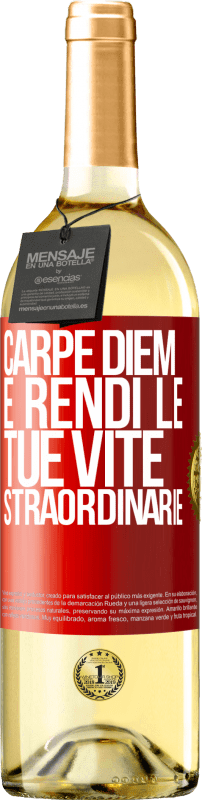 29,95 € Spedizione Gratuita | Vino bianco Edizione WHITE Carpe Diem e rendi le tue vite straordinarie Etichetta Rossa. Etichetta personalizzabile Vino giovane Raccogliere 2024 Verdejo