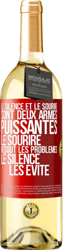 29,95 € Envoi gratuit | Vin blanc Édition WHITE Le silence et le sourire sont deux armes puissantes. Le sourire résout les problèmes, le silence les évite Étiquette Rouge. Étiquette personnalisable Vin jeune Récolte 2024 Verdejo