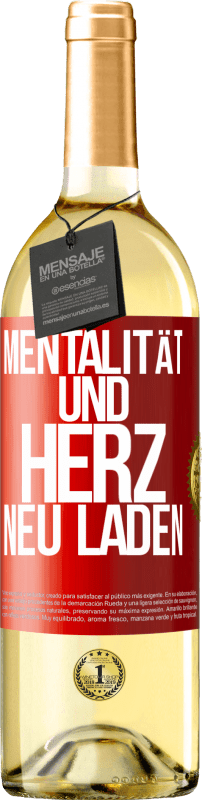 29,95 € Kostenloser Versand | Weißwein WHITE Ausgabe Mentalität und Herz neu laden Rote Markierung. Anpassbares Etikett Junger Wein Ernte 2023 Verdejo