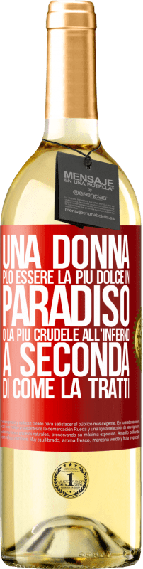 29,95 € Spedizione Gratuita | Vino bianco Edizione WHITE Una donna può essere la più dolce in paradiso o la più crudele all'inferno, a seconda di come la tratti Etichetta Rossa. Etichetta personalizzabile Vino giovane Raccogliere 2024 Verdejo