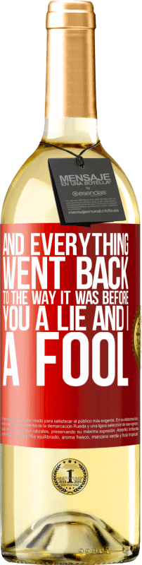 29,95 € Free Shipping | White Wine WHITE Edition And everything went back to the way it was before. You a lie and I a fool Red Label. Customizable label Young wine Harvest 2024 Verdejo