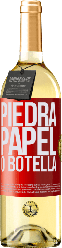 29,95 € Envío gratis | Vino Blanco Edición WHITE Piedra, papel o botella Etiqueta Roja. Etiqueta personalizable Vino joven Cosecha 2023 Verdejo
