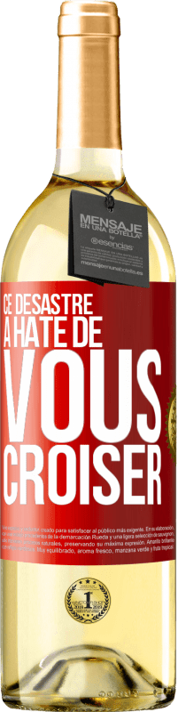 29,95 € Envoi gratuit | Vin blanc Édition WHITE Ce désastre a hâte de vous croiser Étiquette Rouge. Étiquette personnalisable Vin jeune Récolte 2023 Verdejo
