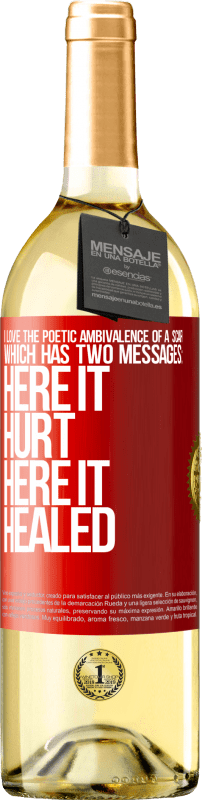 29,95 € Free Shipping | White Wine WHITE Edition I love the poetic ambivalence of a scar, which has two messages: here it hurt, here it healed Red Label. Customizable label Young wine Harvest 2023 Verdejo