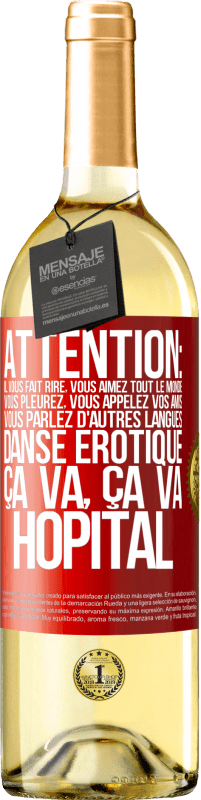 29,95 € Envoi gratuit | Vin blanc Édition WHITE Attention: il vous fait rire, vous aimez tout le monde, vous pleurez, vous appelez vos amis, vous parlez d'autres langues, danse Étiquette Rouge. Étiquette personnalisable Vin jeune Récolte 2025 Verdejo