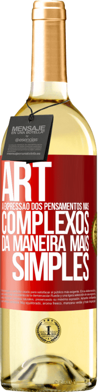 29,95 € Envio grátis | Vinho branco Edição WHITE ART A expressão dos pensamentos mais complexos da maneira mais simples Etiqueta Vermelha. Etiqueta personalizável Vinho jovem Colheita 2024 Verdejo