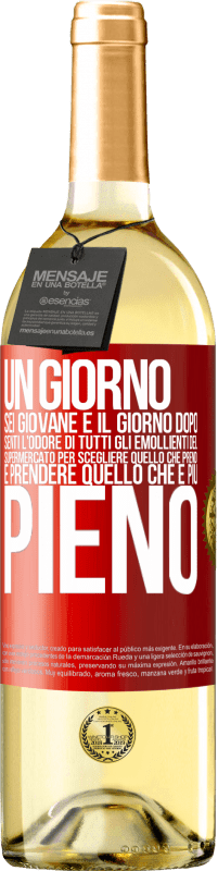 29,95 € Spedizione Gratuita | Vino bianco Edizione WHITE Un giorno sei giovane e il giorno dopo, senti l'odore di tutti gli emollienti del supermercato per scegliere quello che Etichetta Rossa. Etichetta personalizzabile Vino giovane Raccogliere 2024 Verdejo