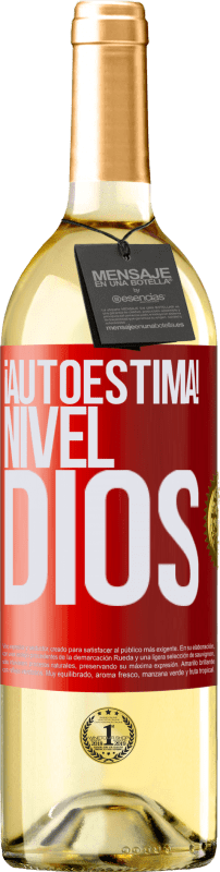 29,95 € Envío gratis | Vino Blanco Edición WHITE ¡Autoestima! Nivel dios Etiqueta Roja. Etiqueta personalizable Vino joven Cosecha 2024 Verdejo