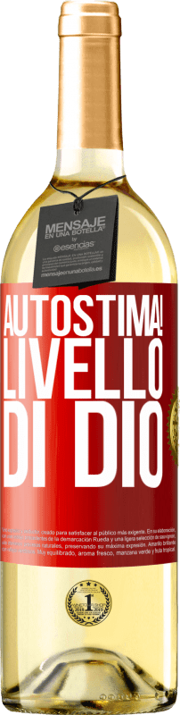 29,95 € Spedizione Gratuita | Vino bianco Edizione WHITE Autostima! Livello di Dio Etichetta Rossa. Etichetta personalizzabile Vino giovane Raccogliere 2025 Verdejo