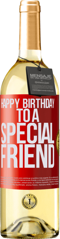 29,95 € Envío gratis | Vino Blanco Edición WHITE Happy birthday to a special friend Etiqueta Roja. Etiqueta personalizable Vino joven Cosecha 2023 Verdejo