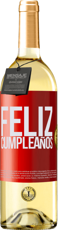 29,95 € Envío gratis | Vino Blanco Edición WHITE Feliz cumpleaños Etiqueta Roja. Etiqueta personalizable Vino joven Cosecha 2023 Verdejo