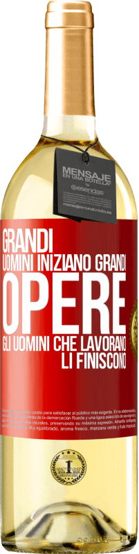 29,95 € Spedizione Gratuita | Vino bianco Edizione WHITE Grandi uomini iniziano grandi opere. Gli uomini che lavorano li finiscono Etichetta Rossa. Etichetta personalizzabile Vino giovane Raccogliere 2024 Verdejo