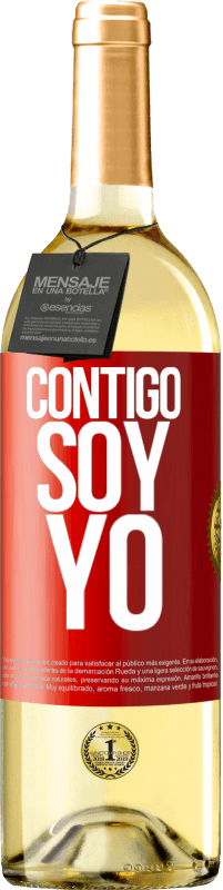 29,95 € Envío gratis | Vino Blanco Edición WHITE Contigo soy yo Etiqueta Roja. Etiqueta personalizable Vino joven Cosecha 2023 Verdejo