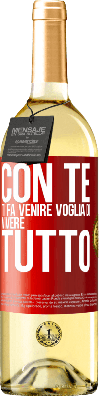 29,95 € Spedizione Gratuita | Vino bianco Edizione WHITE Con te ti fa venire voglia di vivere tutto Etichetta Rossa. Etichetta personalizzabile Vino giovane Raccogliere 2024 Verdejo