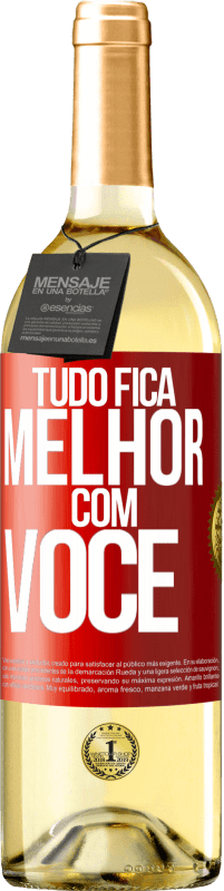 29,95 € Envio grátis | Vinho branco Edição WHITE Tudo fica melhor com você Etiqueta Vermelha. Etiqueta personalizável Vinho jovem Colheita 2024 Verdejo