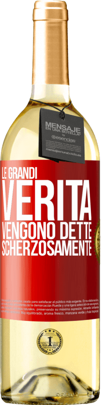 29,95 € Spedizione Gratuita | Vino bianco Edizione WHITE Le grandi verità vengono dette scherzosamente Etichetta Rossa. Etichetta personalizzabile Vino giovane Raccogliere 2024 Verdejo