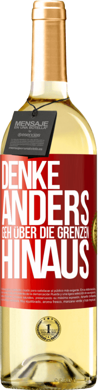 29,95 € Kostenloser Versand | Weißwein WHITE Ausgabe Denke anders. Geh über die Grenzen hinaus Rote Markierung. Anpassbares Etikett Junger Wein Ernte 2023 Verdejo