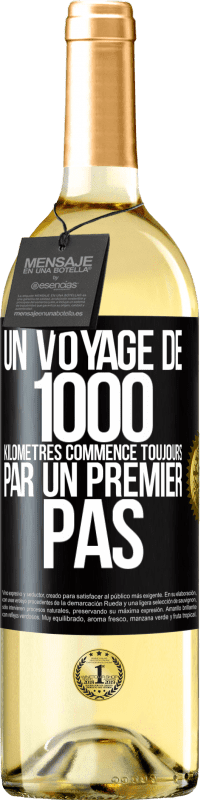 29,95 € Envoi gratuit | Vin blanc Édition WHITE Un voyage de 1000 kilomètres commence toujours par un premier pas Étiquette Noire. Étiquette personnalisable Vin jeune Récolte 2023 Verdejo
