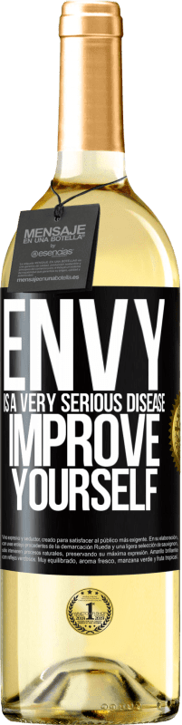 29,95 € Free Shipping | White Wine WHITE Edition Envy is a very serious disease, improve yourself Black Label. Customizable label Young wine Harvest 2024 Verdejo