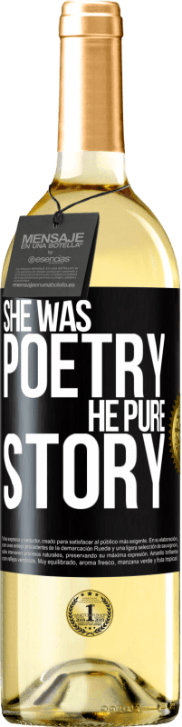 29,95 € Бесплатная доставка | Белое вино Издание WHITE Она была поэзией, он чистая история Черная метка. Настраиваемая этикетка Молодое вино Урожай 2023 Verdejo