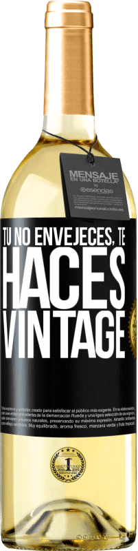 29,95 € Envío gratis | Vino Blanco Edición WHITE Tú no envejeces, te haces vintage Etiqueta Negra. Etiqueta personalizable Vino joven Cosecha 2023 Verdejo