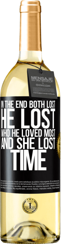 29,95 € Бесплатная доставка | Белое вино Издание WHITE В итоге оба проиграли. Он потерял того, кого любил больше всего, а она потеряла время Черная метка. Настраиваемая этикетка Молодое вино Урожай 2023 Verdejo