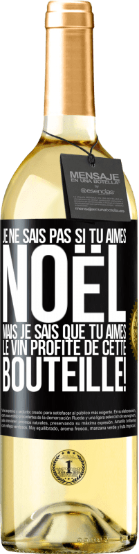 29,95 € Envoi gratuit | Vin blanc Édition WHITE Je ne sais pas si tu aimes Noël mais je sais que tu aimes le vin. Profite de cette bouteille! Étiquette Noire. Étiquette personnalisable Vin jeune Récolte 2024 Verdejo