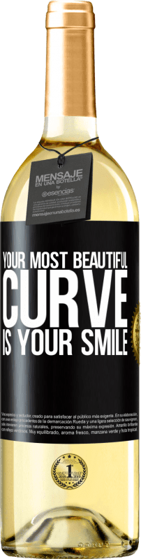 29,95 € Бесплатная доставка | Белое вино Издание WHITE Твоя самая красивая кривая - твоя улыбка Черная метка. Настраиваемая этикетка Молодое вино Урожай 2023 Verdejo