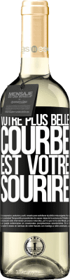 29,95 € Envoi gratuit | Vin blanc Édition WHITE Votre plus belle courbe est votre sourire Étiquette Noire. Étiquette personnalisable Vin jeune Récolte 2024 Verdejo