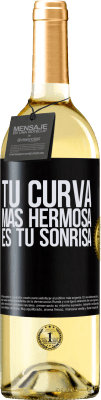 29,95 € Envío gratis | Vino Blanco Edición WHITE Tu curva más hermosa es tu sonrisa Etiqueta Negra. Etiqueta personalizable Vino joven Cosecha 2024 Verdejo