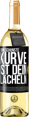 29,95 € Kostenloser Versand | Weißwein WHITE Ausgabe Deineschönste Kurve ist dein Lächeln Schwarzes Etikett. Anpassbares Etikett Junger Wein Ernte 2024 Verdejo