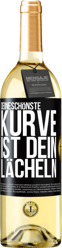 29,95 € Kostenloser Versand | Weißwein WHITE Ausgabe Deineschönste Kurve ist dein Lächeln Schwarzes Etikett. Anpassbares Etikett Junger Wein Ernte 2023 Verdejo