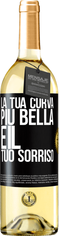 29,95 € Spedizione Gratuita | Vino bianco Edizione WHITE La tua curva più bella è il tuo sorriso Etichetta Nera. Etichetta personalizzabile Vino giovane Raccogliere 2024 Verdejo