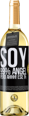 29,95 € Envío gratis | Vino Blanco Edición WHITE Soy 99% ángel, pero ahhh! ese 1% Etiqueta Negra. Etiqueta personalizable Vino joven Cosecha 2023 Verdejo