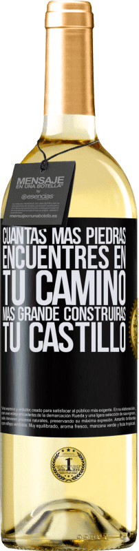 29,95 € Envío gratis | Vino Blanco Edición WHITE Cuantas más piedras encuentres en tu camino, más grande construirás tu castillo Etiqueta Negra. Etiqueta personalizable Vino joven Cosecha 2025 Verdejo