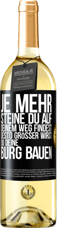 29,95 € Kostenloser Versand | Weißwein WHITE Ausgabe Je mehr Steine du auf deinem Weg findest, desto größer wirst du deine Burg bauen Schwarzes Etikett. Anpassbares Etikett Junger Wein Ernte 2025 Verdejo