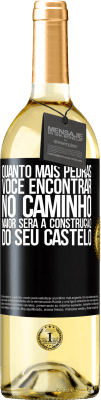 29,95 € Envio grátis | Vinho branco Edição WHITE Quanto mais pedras você encontrar no caminho, maior será a construção do seu castelo Etiqueta Preta. Etiqueta personalizável Vinho jovem Colheita 2024 Verdejo