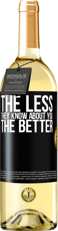 29,95 € Бесплатная доставка | Белое вино Издание WHITE Чем меньше они знают о вас, тем лучше Черная метка. Настраиваемая этикетка Молодое вино Урожай 2023 Verdejo