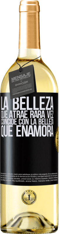 29,95 € Envío gratis | Vino Blanco Edición WHITE La belleza que atrae rara vez coincide con la belleza que enamora Etiqueta Negra. Etiqueta personalizable Vino joven Cosecha 2024 Verdejo