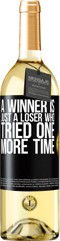 29,95 € Бесплатная доставка | Белое вино Издание WHITE Победитель - просто неудачник, который попробовал еще раз Черная метка. Настраиваемая этикетка Молодое вино Урожай 2023 Verdejo