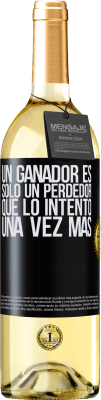 29,95 € Envío gratis | Vino Blanco Edición WHITE Un ganador es solo un perdedor que lo intentó una vez más Etiqueta Negra. Etiqueta personalizable Vino joven Cosecha 2023 Verdejo