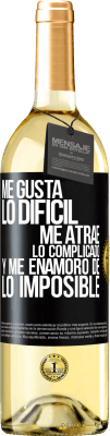 29,95 € Envío gratis | Vino Blanco Edición WHITE Me gusta lo difícil, me atrae lo complicado, y me enamoro de lo imposible Etiqueta Negra. Etiqueta personalizable Vino joven Cosecha 2023 Verdejo